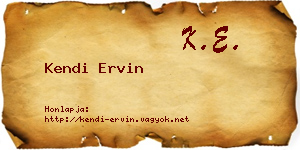 Kendi Ervin névjegykártya